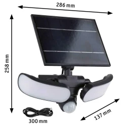 Oprawa elewacyjna SONLIG LED 2X9W solar PIR 2X1100lm 3000K IP65 USB-C 3.6V antracyt / tworzywo sztuczne (PL94610) - PAULMANN
