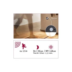 Oprawa przyschodowa EDGE LED czujnik ruchu i zmierzchu kwadrat 1x1,2W 120lm 2700K 230V czarny matowy / tworzywo sztuczne (PL93135) - PAULMANN