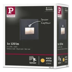 Oprawa przyschodowa EDGE LED czujnik ruchu i zmierzchu kwadrat 1x1,2W 120lm 2700K 230V czarny matowy / tworzywo sztuczne (PL93135) - PAULMANN