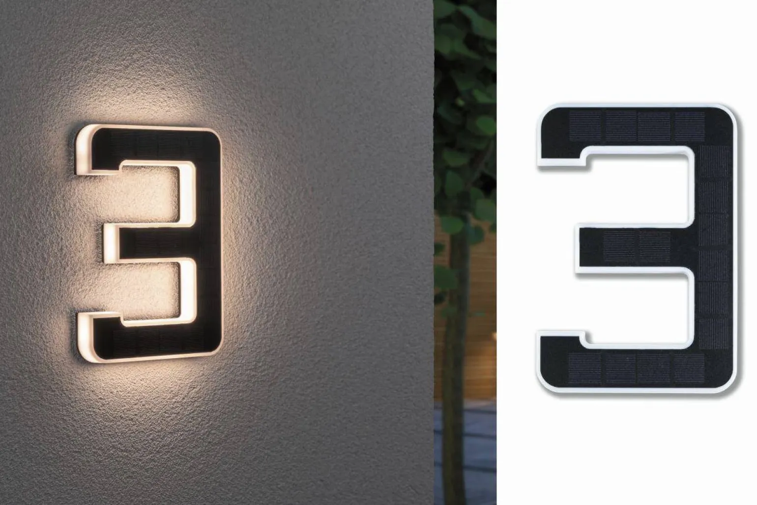 Outdoor Solar numer domu 3 3000K IP44 Wymienny akumulator (PL79844) - PAULMANN