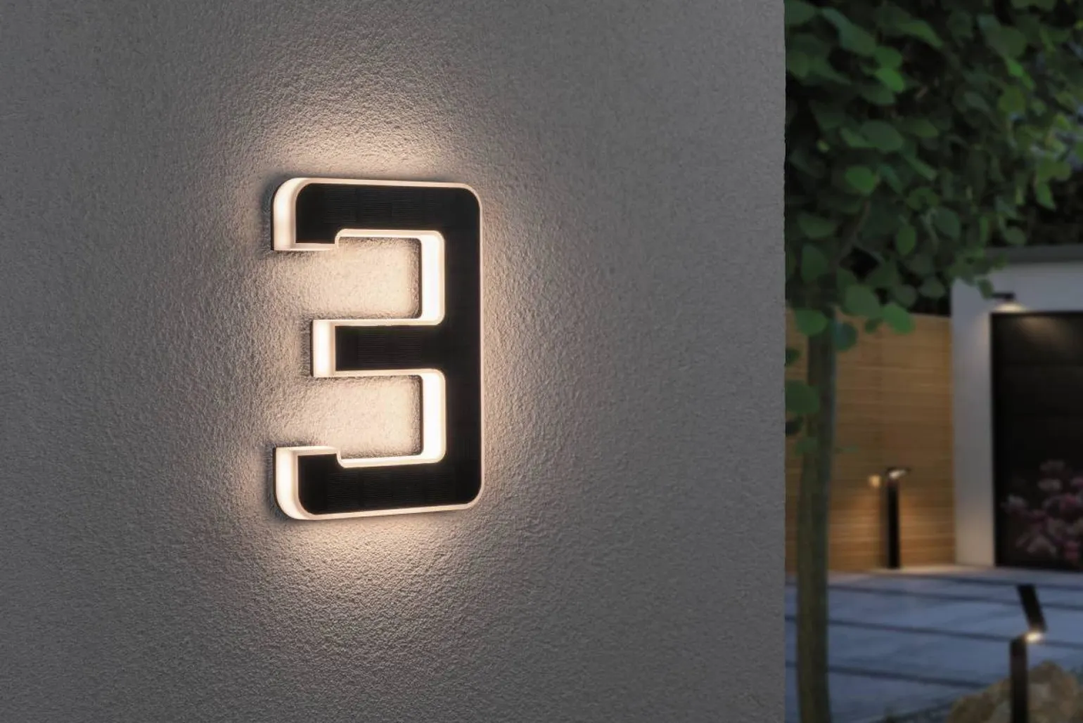 Outdoor Solar numer domu 3 3000K IP44 Wymienny akumulator (PL79844) - PAULMANN