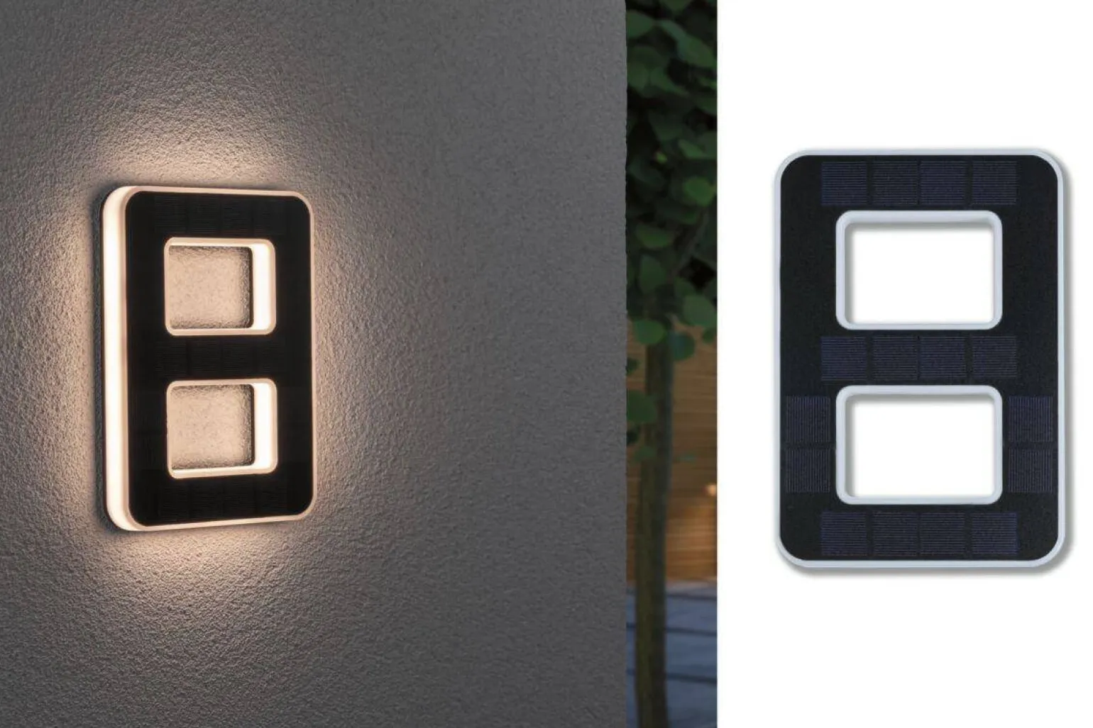 Outdoor Solar numer domu 8 3000K IP44 Wymienny akumulator (PL79849) - PAULMANN