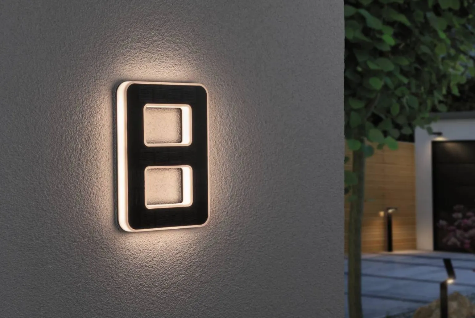 Outdoor Solar numer domu 8 3000K IP44 Wymienny akumulator (PL79849) - PAULMANN