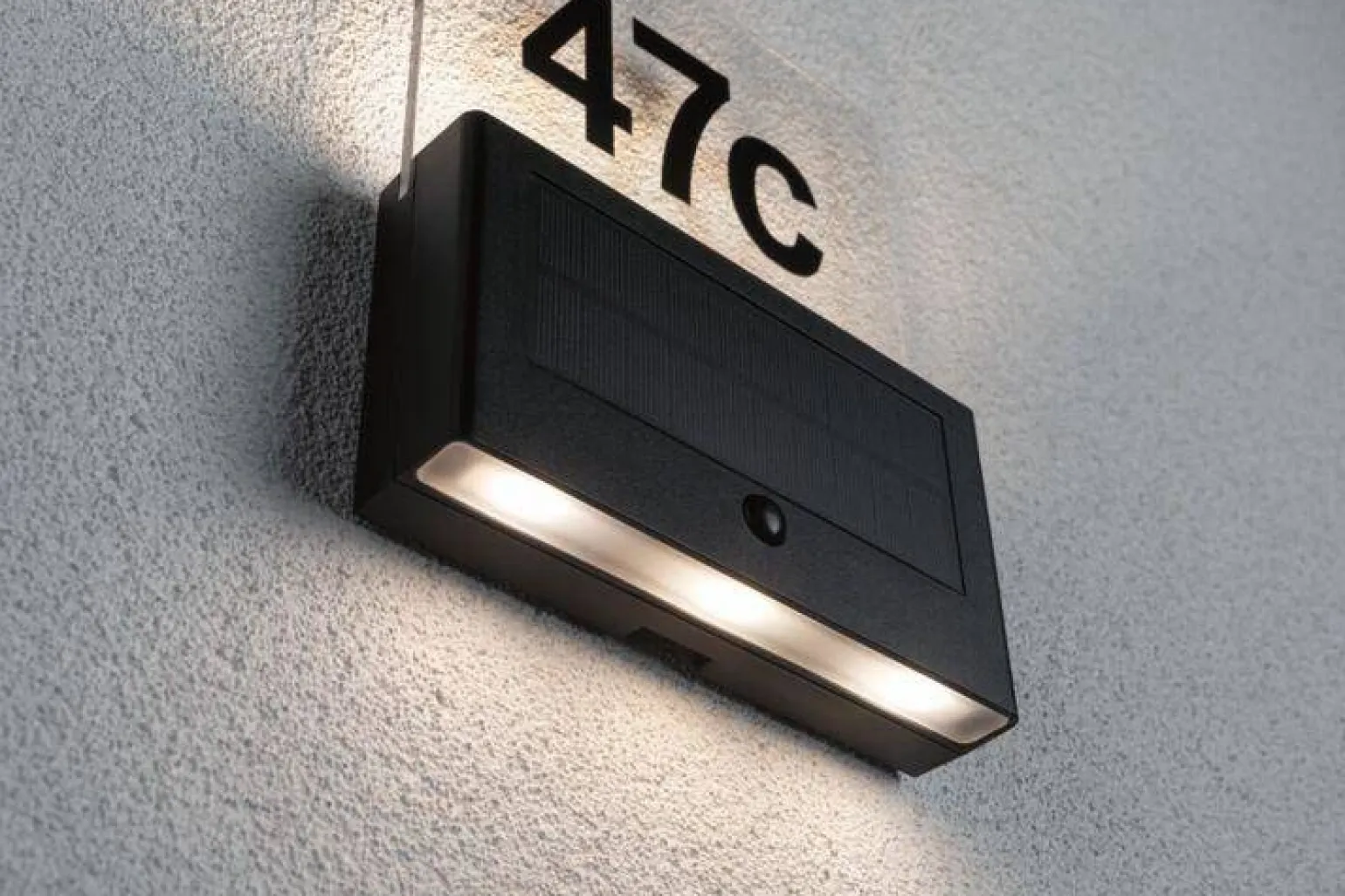 Outdoor Solar numer domu Neda IP44 3000K PIR Antracyt (PL94577) - PAULMANN