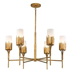 Ozdobny żyrandol Sawgrass - 6 źródeł światła - Płatkowe złoto (QN-SAWGRASS-6-DG-O) - Quintiesse