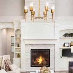 Ozdobny żyrandol Sawgrass - 6 źródeł światła - Płatkowe złoto (QN-SAWGRASS-6-DG-O) - Quintiesse