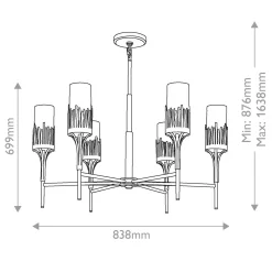 Ozdobny żyrandol Sawgrass - 6 źródeł światła - Płatkowe złoto (QN-SAWGRASS-6-DG-O) - Quintiesse