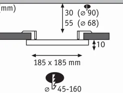 Panel bezramkowy Veluna VariFit IP44 20W 3000K 185mm Tworzywo sztuczne (PL92389) - PAULMANN