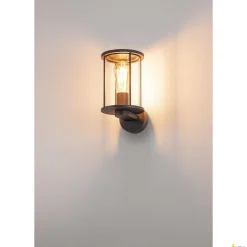 PHOTONIA, lampa ścienna outdoor, A60, IP55, okrągła, antracytowa, przezroczyste szkło, maks. 60W (232045) - SLV