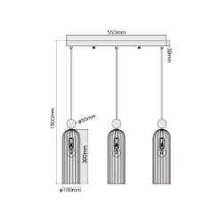 Piega 3 wisząca smoked (LP-939/3L smoked) - Light Prestige