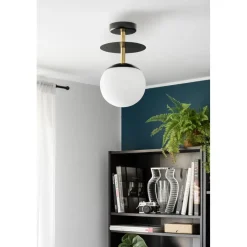 PLAAT B czarna lampa przysufitowa / plafon z mosiądzem z podwyższoną szczelnością IP44 (PLB123S3) - Ummo