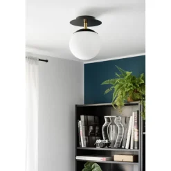 PLAAT C czarna lampa ścienna / kinkiet z mosiądzem z podwyższoną szczelnością IP44 (PLC123S0) - Ummo