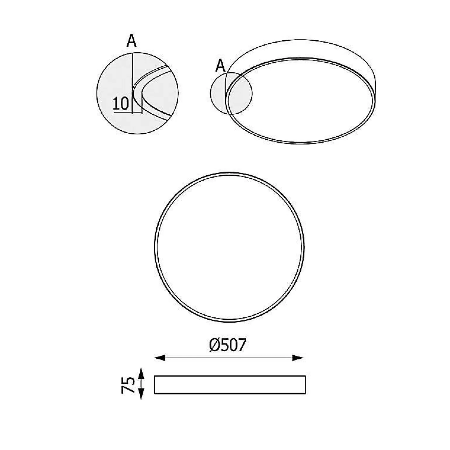 Plafon ABA T 507 czarny (1267/LA354/A3/P/116/830) - Cleoni