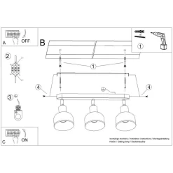Plafon ELBA 3 czarny (SL.1318) - Sollux Lighting