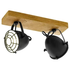 Plafon GATEBECK 2 czarny/drewno (49077 - Eglo)