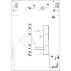 Plafon KARBON 6L czarny (SL.1585) - Sollux Lighting