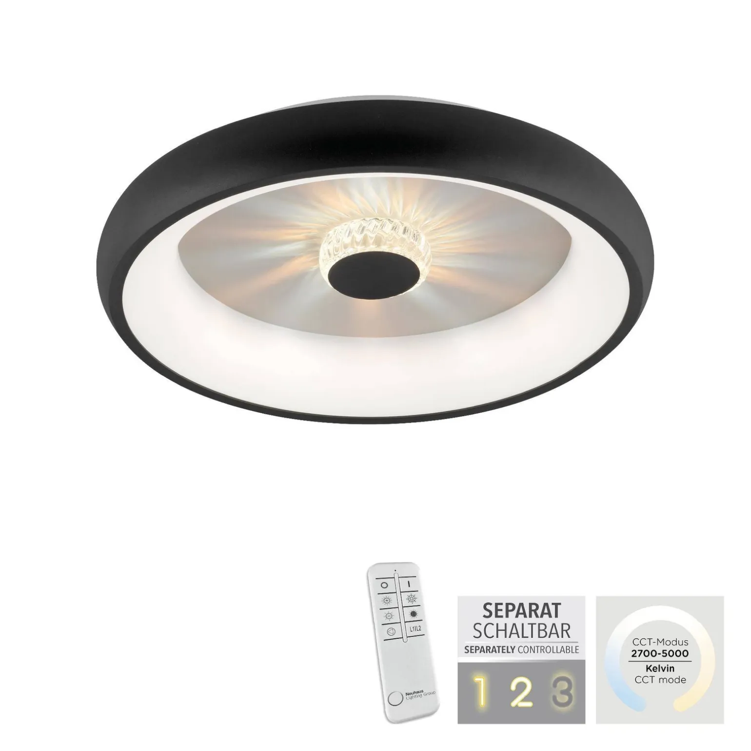 Plafon VERTIGO ceiling light black body (14384-18) - Paul Neuhaus