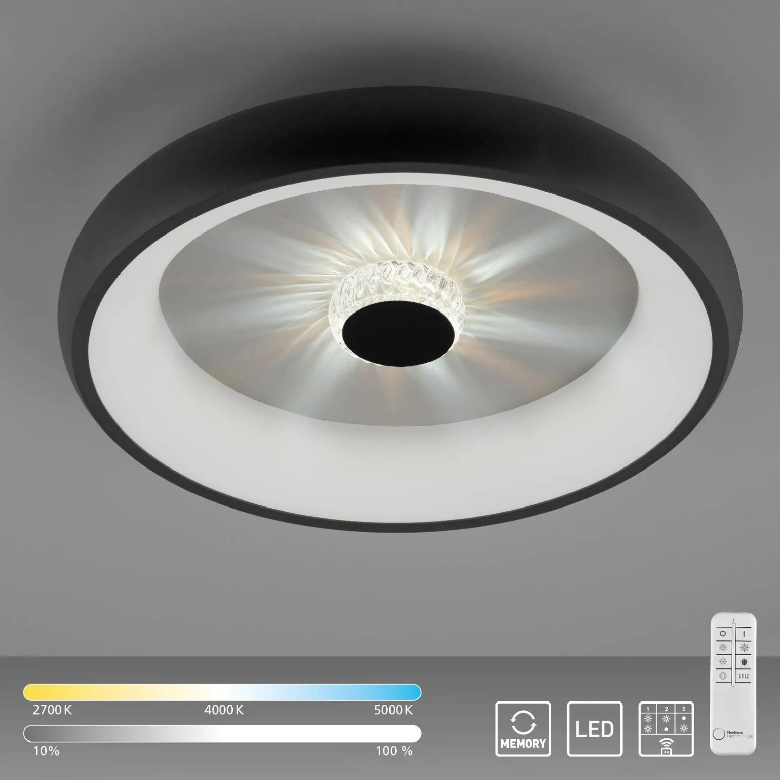 Plafon VERTIGO ceiling light black body (14384-18) - Paul Neuhaus