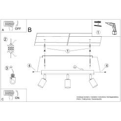Plafon WINX 3 czarny/chrom (SL.1368) - Sollux Lighting