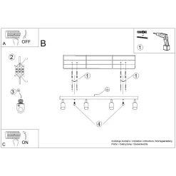Plafon WINX 4L czarny/złoty (SL.1387) - Sollux Lighting