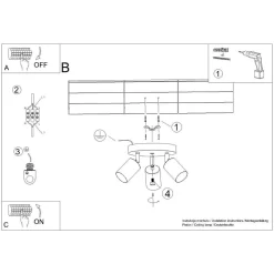 Plafon WINX 3P czarny/chrom (SL.1369) - Sollux Lighting