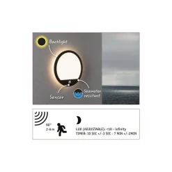 Plafoniera LAMINA LED 14.5W okrągła PIR 3000K IP44 230V czarny / tworzywo sztuczne (PL94664) - PAULMANN