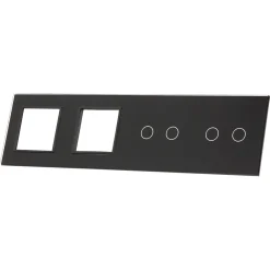Poczwórny czarny panel podwójne miejsce na gniazdo + dwa miejsca na wkład (7022GG-62) LIVOLO