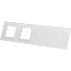 Poczwórny panel szklany biały podwójne miejsce na gniazdo + dwa miejsca na wkład (7012GG-61) LIVOLO