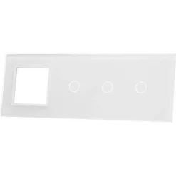 Poczwórny panel szklany biały miejsce na gniazdo + trzy pojedyńcze miejsca na wkład (70111G-61) LIVOLO