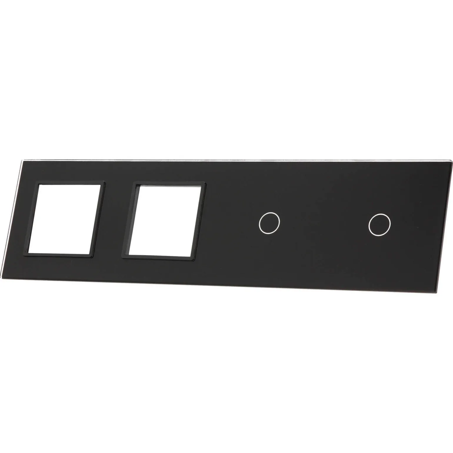 Poczwórny panel szklany czarny dwa miejsce na gniazdo + dwa pojedyńcze miejsca na wkład (7011GG-62) LIVOLO