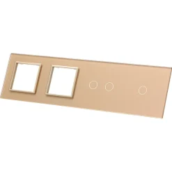 Poczwórny panel szklany złoty podwójne miejsce na gniazdo + dwa miejsca na wkład (7012GG-63) LIVOLO