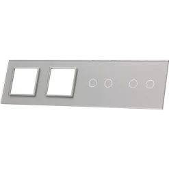 Poczwórny srebrny panel podwójne miejsce na gniazdo + dwa miejsca na wkład (7022GG-64) LIVOLO
