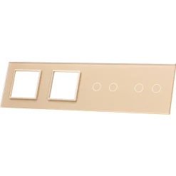 Poczwórny złoty panel podwójne miejsce na gniazdo + dwa miejsca na wkład (7022GG-63) LIVOLO