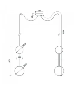 Podwójna lampa wisząca pająk OIO A2 biała z mosiądzem (OIA231P0) - Ummo