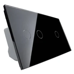Podwójny dotykowy panel szklany w kolorze Czarnym 2+1 (VL-C7012-62) LIVOLO