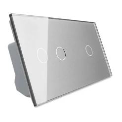 Podwójny dotykowy panel szklany w kolorze Srebrnym 2+1 (VL-C7012-64) LIVOLO
