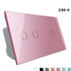 Podwójny dotykowy panel szklany w kolorze Różowym 2+1 (VL-C7012-67) LIVOLO