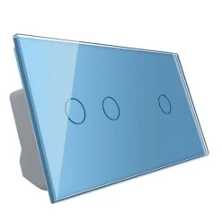 Podwójny dotykowy panel szklany w kolorze Niebieskim 2+1 (VL-C7012-69) LIVOLO