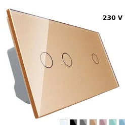 Podwójny dotykowy panel szklany w kolorze Złotym 2+1 (VL-C7012-63) LIVOLO