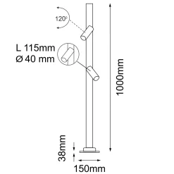 Podwójny słupek ogrodowy Gosen 2 - Antracyt (1000 mm) (9910) - Shilo Garden