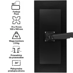 Podwójny uchwyt do mocowania monitora, z funkcją full motion, z gazową sprężyną M2 Pro (LV0664) - LVN SYSTEM