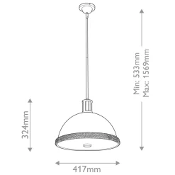 Pojedyncza lampa nad stół Doral Matowa czerń, vintage mosiądz (QN-DORAL-P-M-BK) - Quintiesse