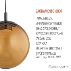 Pojedyncza lampa wisząca SACRAMENTO (8831) - Argon