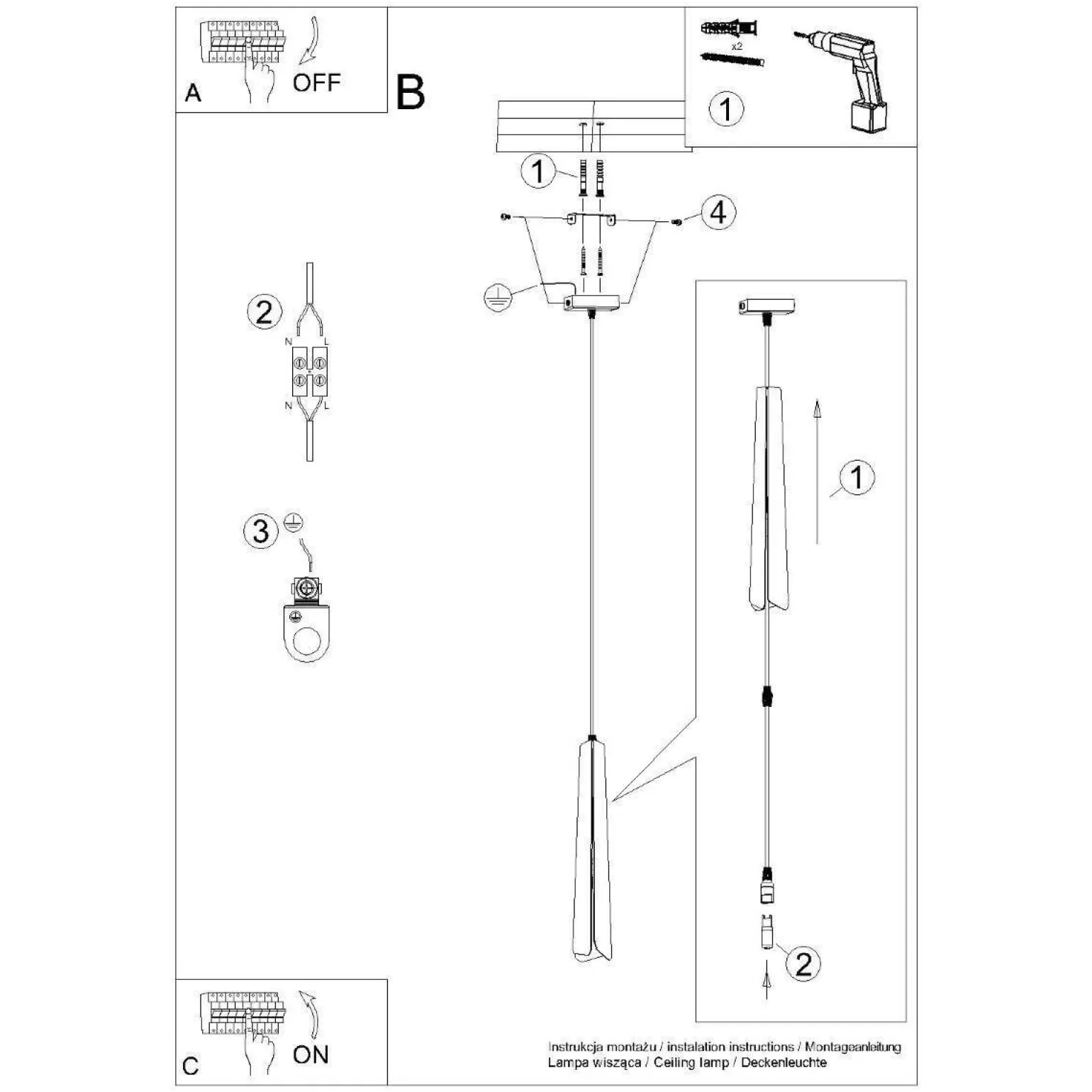 Pojedyncza lampa wisząca nad wyspę kuchenną PRYSM 1 biała (SL.1397) - Sollux Lighting