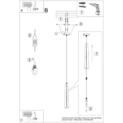 Pojedyncza lampa wisząca nad wyspę kuchenną PRYSM 1 czarna (SL.1400) - Sollux Lighting