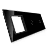 Potrójna czarna ramka szklana z miejscem włącznika dotykowego (7011G-62) LIVOLO