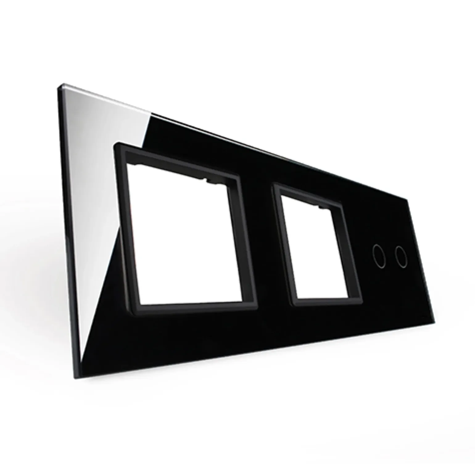 Potrójna czarna ramka szklana z miejscem włącznika dotykowego (702GG-62) LIVOLO