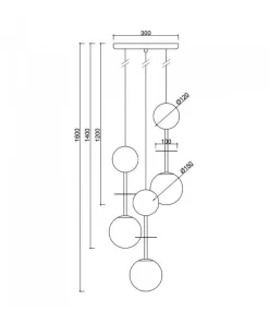 Potrójna lampa wisząca OIO A 3P z mosiądzem (OIP322P3) - Ummo