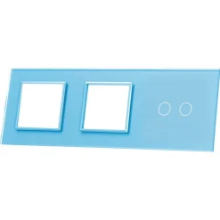Potrójna niebieska ramka szklana z miejscem włącznika dotykowego (702GG-69) LIVOLO