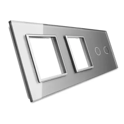 Potrójna srebrna ramka szklana z miejscem włącznika dotykowego (702GG-64) LIVOLO
